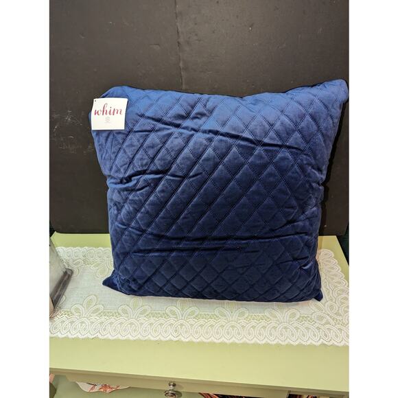 Martha Stewart Collection Velvet Square Decorative Pillow Navy European NEW - Picture 2 of 5